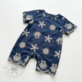 Bawełniana tkanina EMBROIDERY Sea ornaments navy