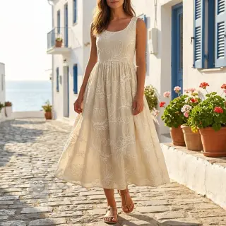 Bawełniana tkanina VOILE EMBROIDERY Kokka natural