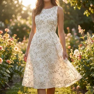Bawełniana tkanina VOILE EMBROIDERY Kiara off white