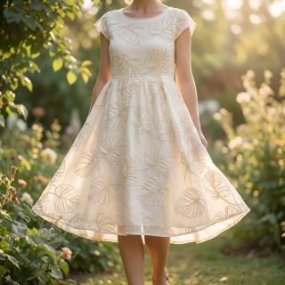 Bawełniana tkanina VOILE EMBROIDERY Kady off white