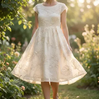 Bawełniana tkanina VOILE EMBROIDERY Kady off white
