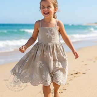 Bawełniana tkanina EMBROIDERY Sea ornaments natural