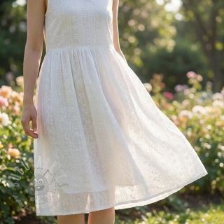 Bawełniana tkanina EMBROIDERY Pattern white