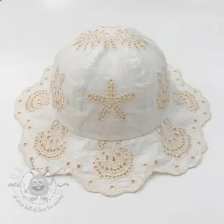 Bawełniana tkanina EMBROIDERY Sea ornaments white