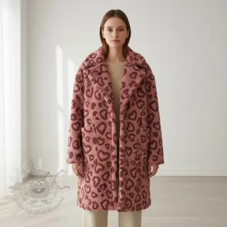 Tkanina płaszczowa TEDDY Hearts old pink