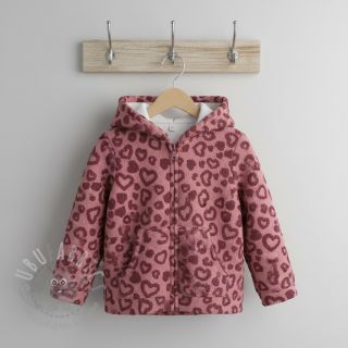 Tkanina płaszczowa TEDDY Hearts old pink