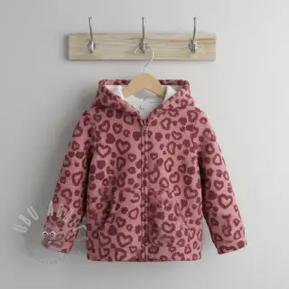 Tkanina płaszczowa TEDDY Hearts old pink