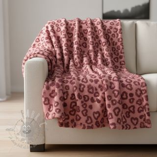 Tkanina płaszczowa TEDDY Hearts old pink