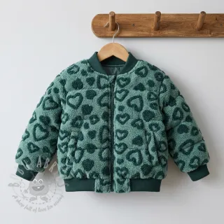 Tkanina płaszczowa TEDDY Hearts old green