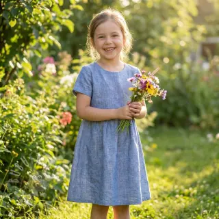 Bawełniana tkanina z lnem LUREX blue