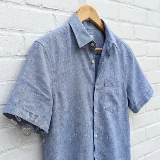 Bawełniana tkanina z lnem LUREX blue