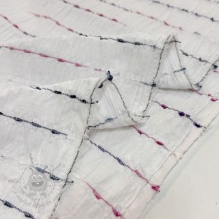 Bawełniana tkanina DOBBY CRINKLE Stripe white