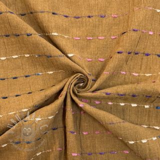 Bawełniana tkanina DOBBY CRINKLE Stripe camel