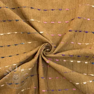 Bawełniana tkanina DOBBY CRINKLE Stripe camel