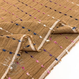 Bawełniana tkanina DOBBY CRINKLE Stripe camel