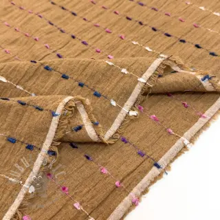 Bawełniana tkanina DOBBY CRINKLE Stripe camel
