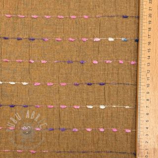 Bawełniana tkanina DOBBY CRINKLE Stripe camel