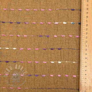 Bawełniana tkanina DOBBY CRINKLE Stripe camel