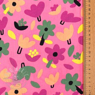 Bawełniana tkanina Flowers pink by JENNIFER BOURON ORGANIC