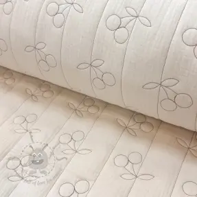 Muślin double gauze STEPPED Cherries natural