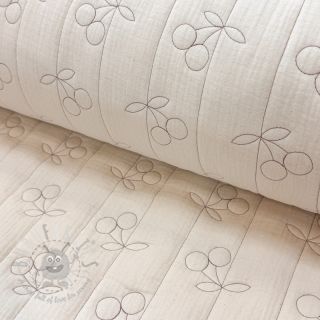 Muślin double gauze STEPPED Cherries natural