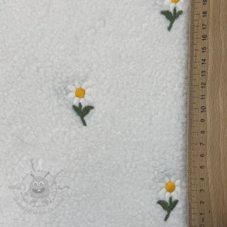 Tkanina płaszczowa TEDDY EMBROIDERY Flowers off white