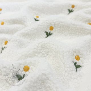 Tkanina płaszczowa TEDDY EMBROIDERY Flowers off white