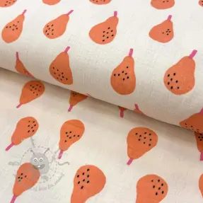 Muślin double gauze Pears peach by JENNIFER BOURON ORGANIC