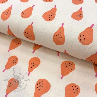 Muślin double gauze Pears peach by JENNIFER BOURON ORGANIC