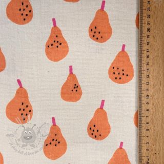 Muślin double gauze Pears peach by JENNIFER BOURON ORGANIC