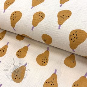 Muślin double gauze Pears ochre by JENNIFER BOURON ORGANIC