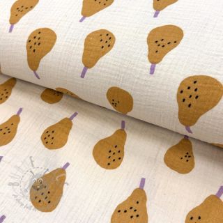 Muślin double gauze Pears ochre by JENNIFER BOURON ORGANIC
