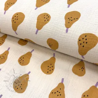 Muślin double gauze Pears ochre by JENNIFER BOURON ORGANIC