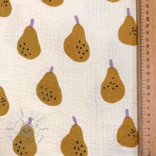 Muślin double gauze Pears ochre by JENNIFER BOURON ORGANIC