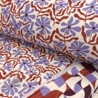 Muślin double gauze STEPPED Flowers natural