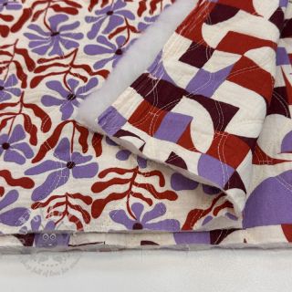 Muślin double gauze STEPPED Flowers natural