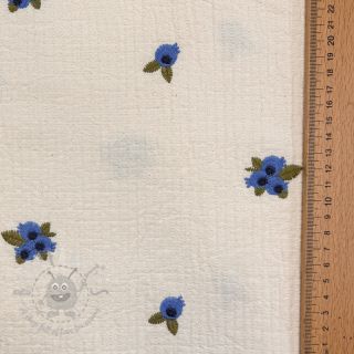 Muślin double gauze EMBROIDERY STRIPED Fruit natural