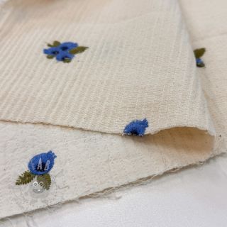 Muślin double gauze EMBROIDERY STRIPED Fruit natural