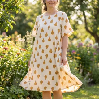 Muślin double gauze Pears ochre by JENNIFER BOURON ORGANIC