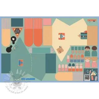 Bawełniana tkanina Lets go camping PANEL digital print