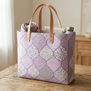 Bawełniana tkanina Flowers patchwork lilac