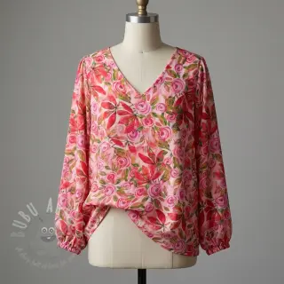 Wiskoza RAYON POPLIN Printed Rosie design A