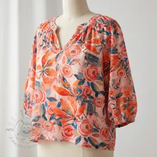 Wiskoza RAYON POPLIN Printed Rosie design B