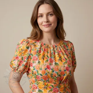 Wiskoza RAYON POPLIN Printed Rosie design C