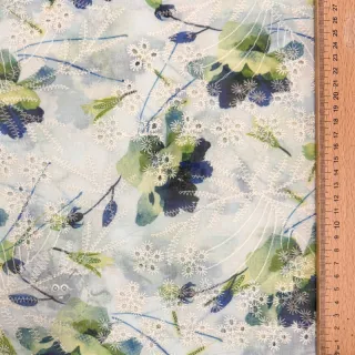 Tkanina bawełniana z domieszką EMBROIDERY Rose green