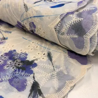 Tkanina bawełniana z domieszką EMBROIDERY Rose blue