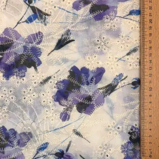 Tkanina bawełniana z domieszką EMBROIDERY Rose blue