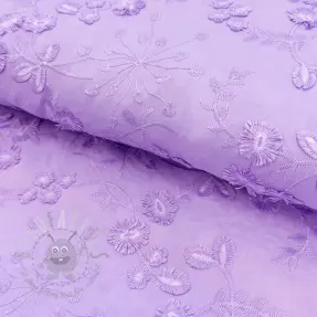 Bawełniana tkanina EMBROIDERY Catchy leaves purple