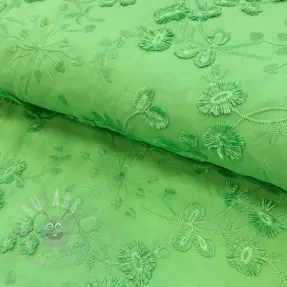 Bawełniana tkanina EMBROIDERY Catchy leaves green