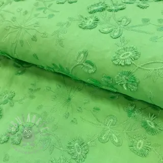 Bawełniana tkanina EMBROIDERY Catchy leaves green